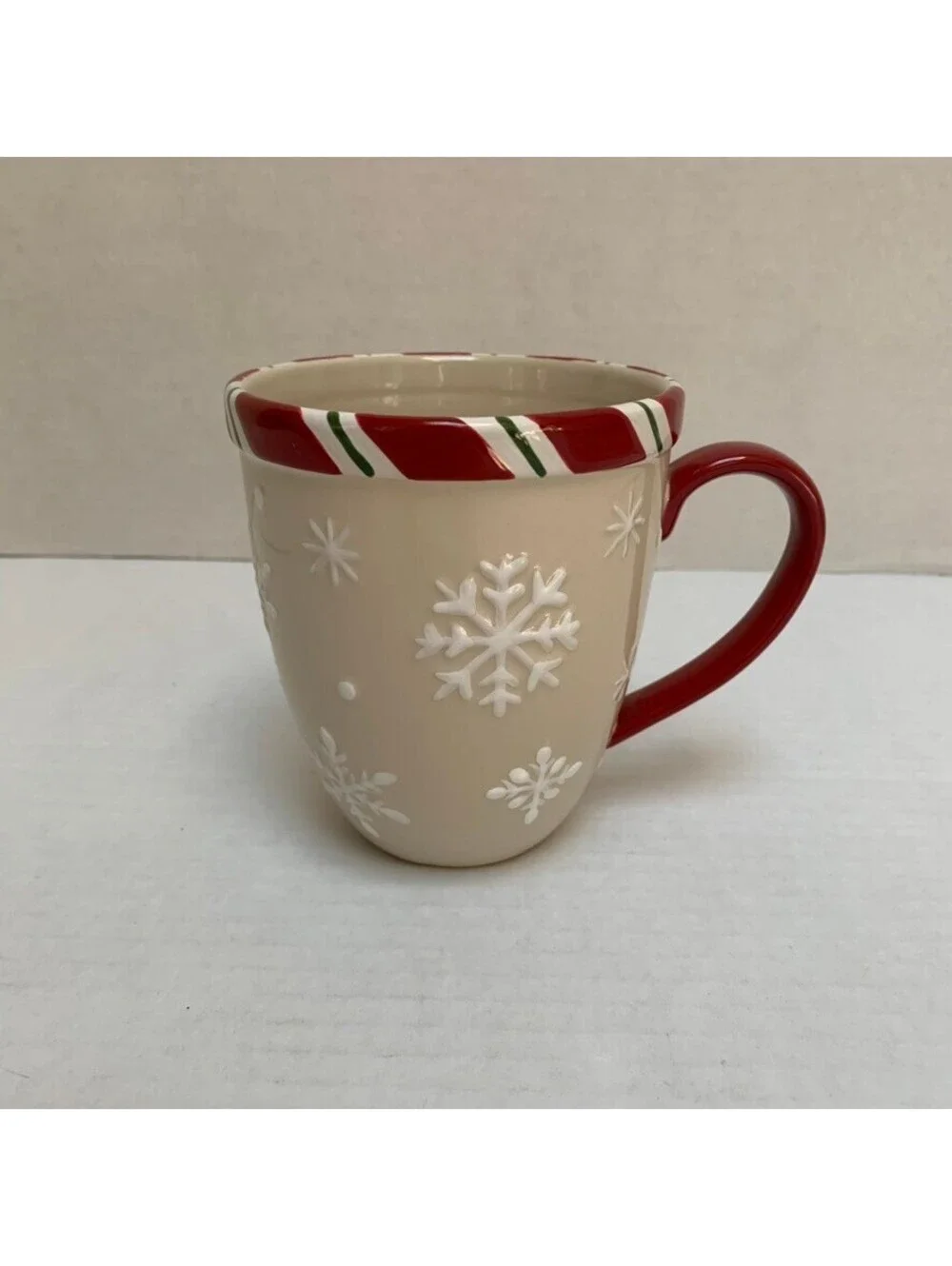Longaburger Christmas Snowflake Candycane Mug Cup